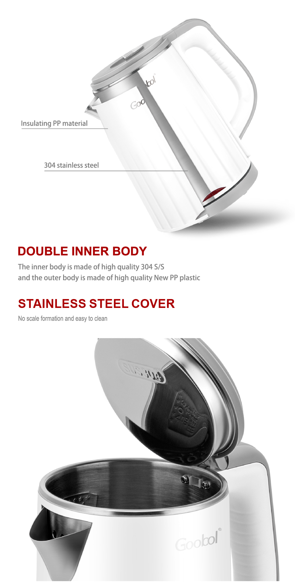 1.2 liter capacity double wall 201/304 stainless steel food grade novel design automatic cut off electric kettle mini