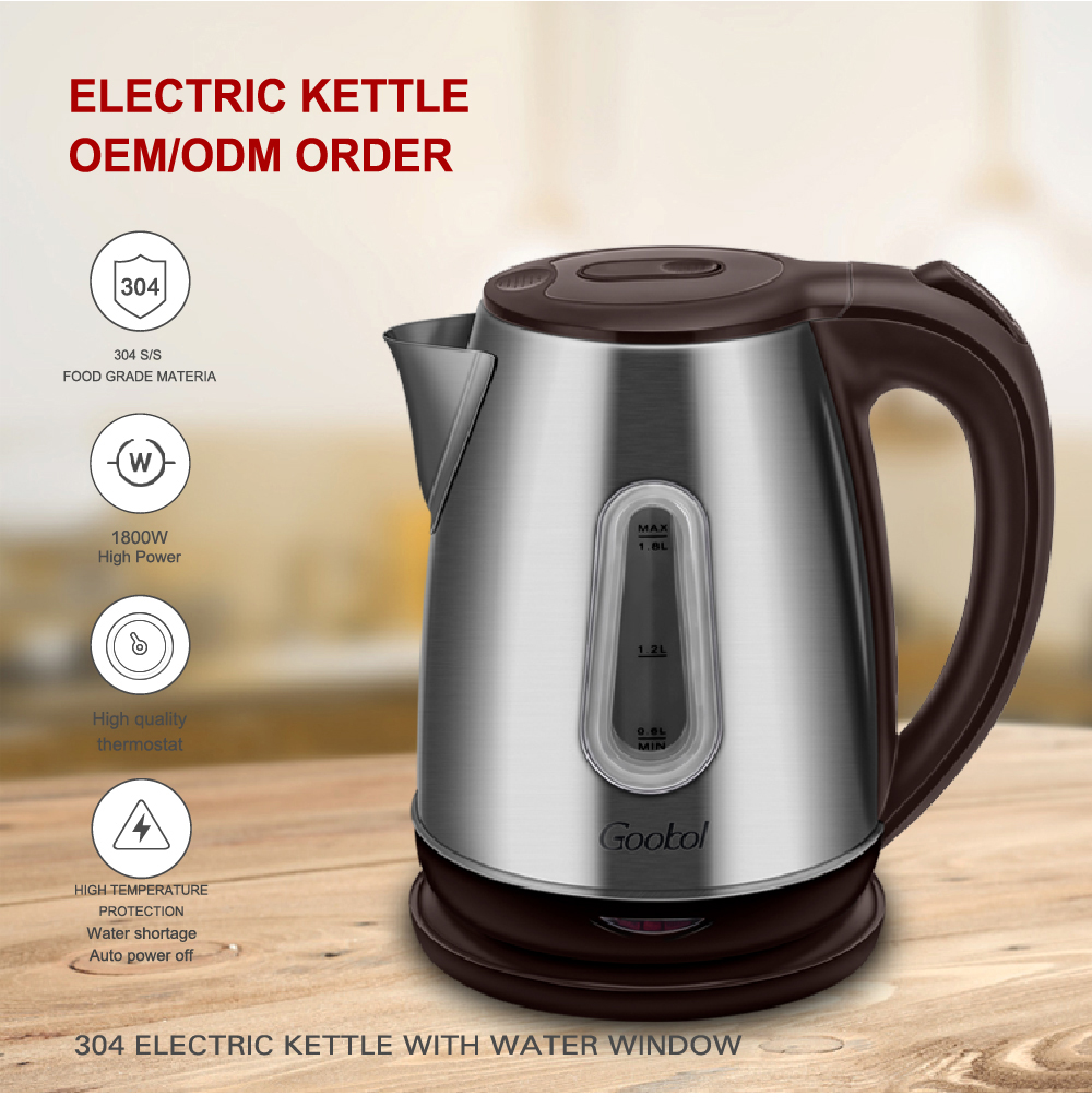 Novel 1.8L Fast Boil Water Stainless Steel 1800W Electrical 304 Electric Kettle 1.8 Liter