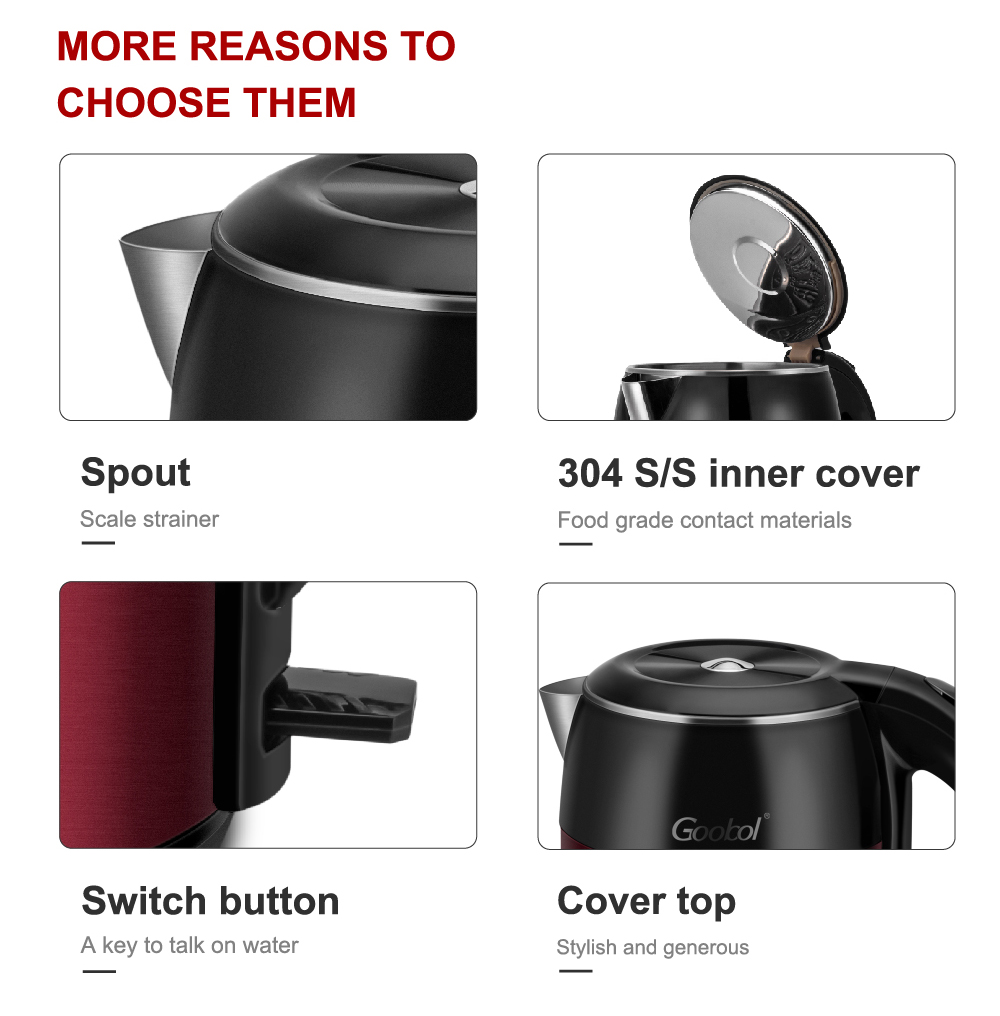 Fullbody 304 stainless steel 1.8L electric kettle double wall with keep warm function food grade fullbody electric kettle electr