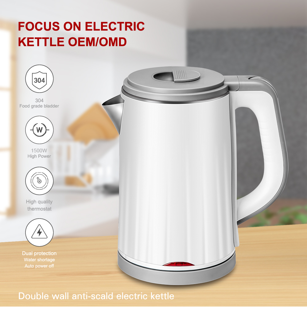 1.2 liter capacity double wall 201/304 stainless steel food grade novel design automatic cut off electric kettle mini
