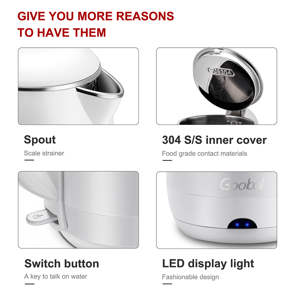 Stainless Induction Electrical Steel Tea Ss Price 1.7l Home Health 1.8l Double Wall Electric Kettle