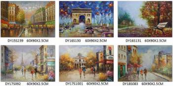 Handmade village oil painting autumn tree scenery paintings canvas for living room