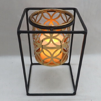 Factory direct sale modern tabletop geometry tealight iron candleholder