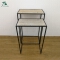 Decorative metal framed rack corner standing wooden wall shelf