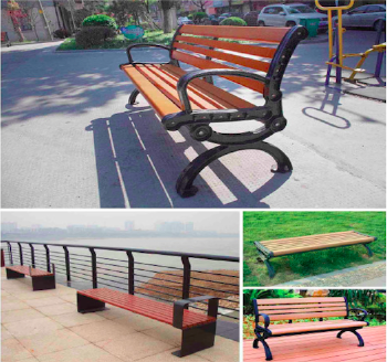 Modern Waterproof WPC Wooden Long Bench Outdoor Garden Chair