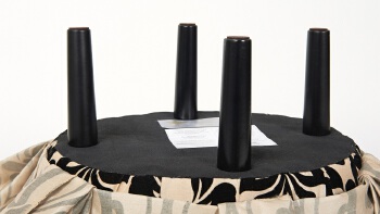 High end classic floral printed fabrics button-tufted ottoman with macrame