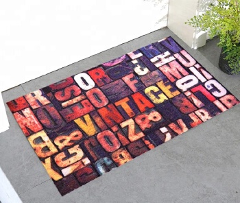 Custom logo design 3D digital Polyester door mat living room floral print carpet