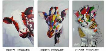Wholesale handpainted abstract cartoon sika deer oil painting for for bedroom