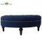 Home furniture factory high quality navy blue fabric round wooden bench