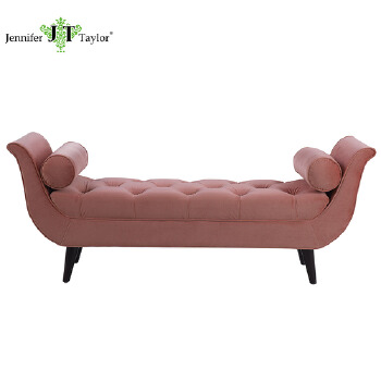 Bedroom furniture velvet upholstery bed end bench with two pillows