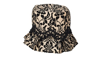 High end classic floral printed fabrics button-tufted ottoman with macrame