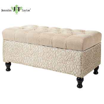 Antique bedroom set furniture tufted storage ottoman stool classic wood upholstery bench