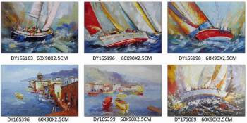 Wholesale buy chinese handmade abstract sailing boat on wave oil painting
