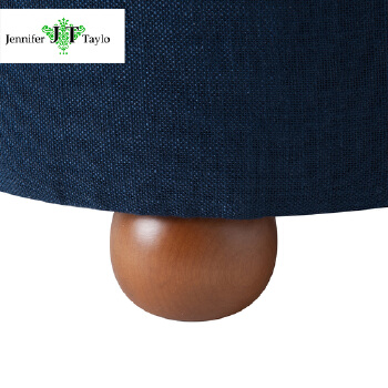 16''Dx18''H Wholesale handmade navy blue fabric cover round ottoman stool from Jennifer Taylor