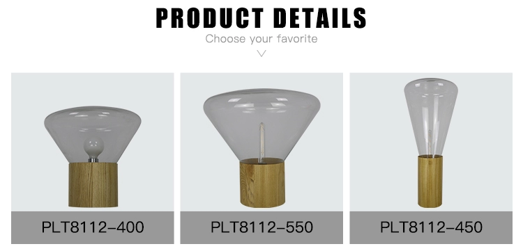 Large concise style wood light desk clear glass table lamp