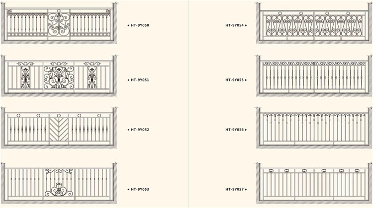 Cast and wrought iron material glass handrails raling for new house decoration