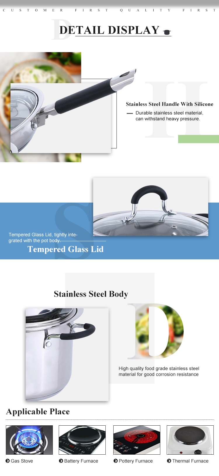 Multi size 4 pcs stainless steel cookware set