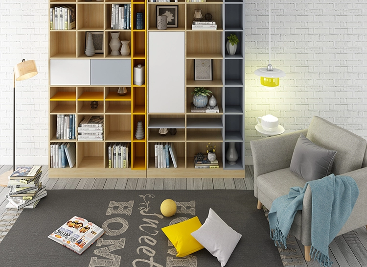 Contemporary and Modern Style Open Bookcase Home Corner Study Room Furniture Wooden Storage Shelves