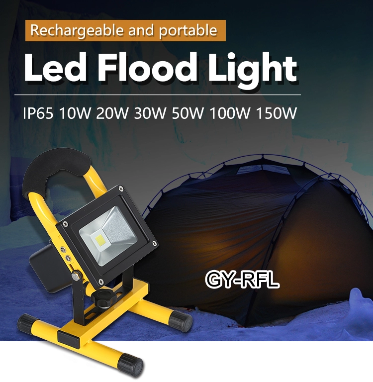 Professional IP65 rgb outdoor cob 10 watt rechargeable led flood light