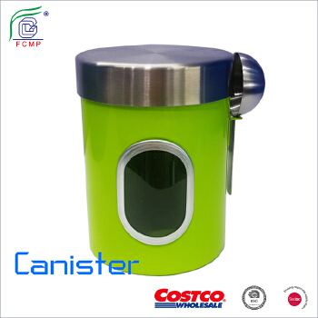 Green Color Airtight kitchen Metal Canister with Powder coating 