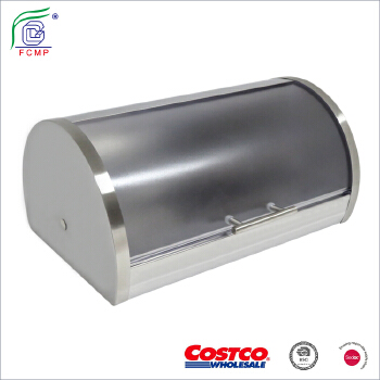 Kitchen decorative plastic roll top bread box stainless steel 
