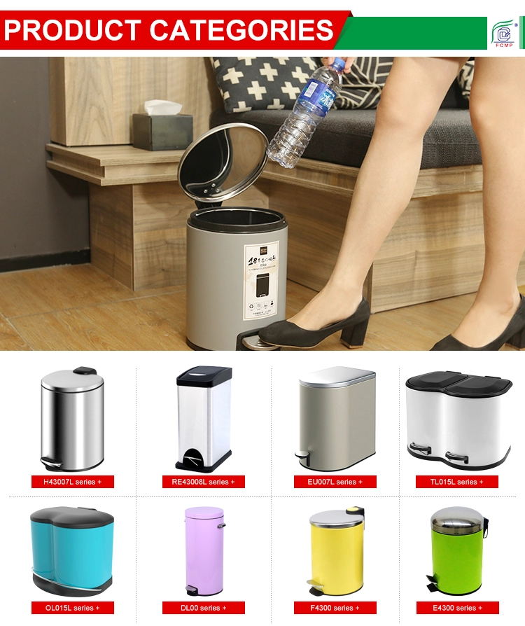 rectangular shape stainless steel recycling mirror pedal bin with withe bag saver