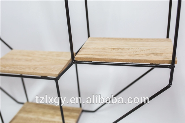 7 tier Bookshelf Polygon Multi-Bar Wall Decoration Vintage Iron Restaurant Shelf for Study