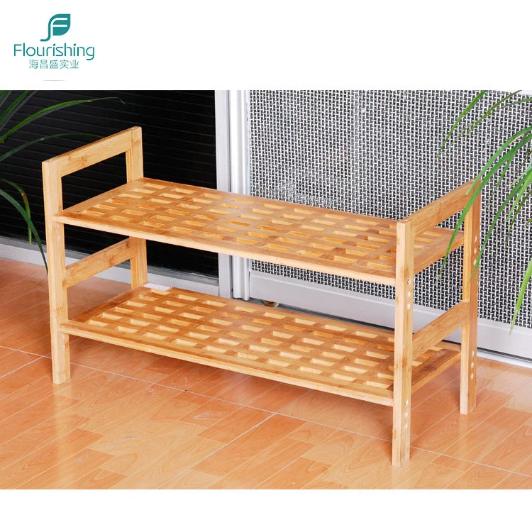 Simple Design Wholesale 2 Layer Shelves Bamboo Shoes Rack