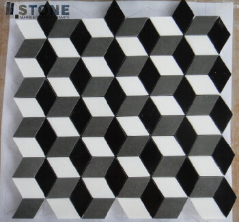 black Stone Wall Tile Decoration Mosaic Panel white color cheap