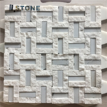 Stone brick Wall Tile Decoration Mosaic Panel white