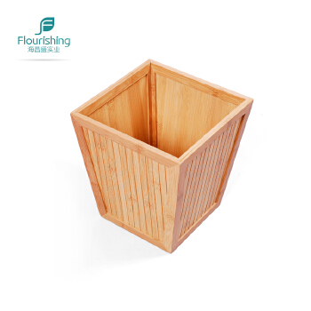 Bamboo Wood Garbage Bin Trash Bin Waste Basket for Indoor Sanitary 