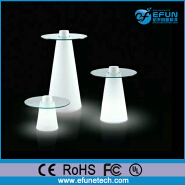 battery rechargeable color changing glass top led nightclub coffee table 