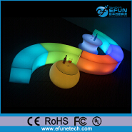 2017 led grow light rgb color changing acrylic led garden furniture curved outdoor seat 