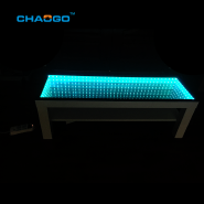 modern long white table tempered glass color led illuminated mirror infinity dining table