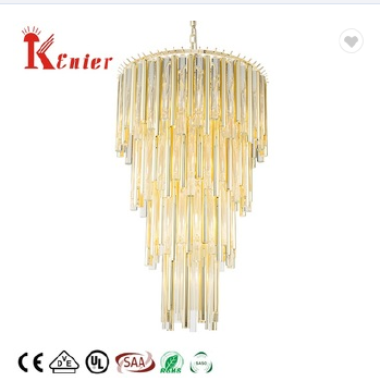 Modern Design Gold Luxury Decorative Hotel Living Room Fringed Chandelier Ceiling Light Glass Tube C