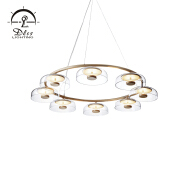 8 Lights livingroom decorative iron round clear glass large chandelier 