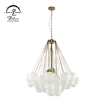 Warm living room decoration light fixtures iron glass pendant lamp 