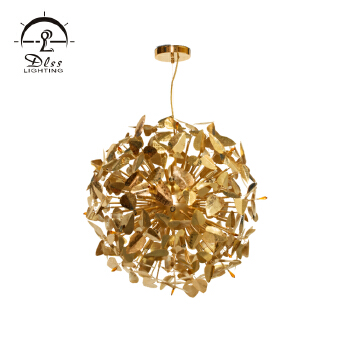 Golden brilliant decorative indoor hotel lighting iron crystal led chandelier