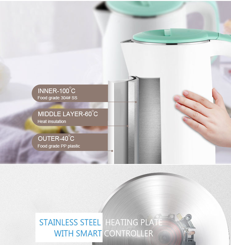 Food grade SS stainless steel double walls electric kettle with surprise price