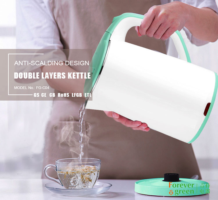 Food grade SS stainless steel double walls electric kettle with surprise price
