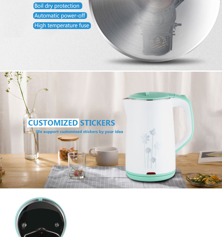 Food grade SS stainless steel double walls electric kettle with surprise price