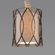 American Vintage Cylinder Cage Pendant Lamp with Fabric Shade Holder for House Hotel OEM ODM 
