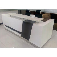 white and black color reception office desk curved shape design BL model 2.7m dimensions reception t