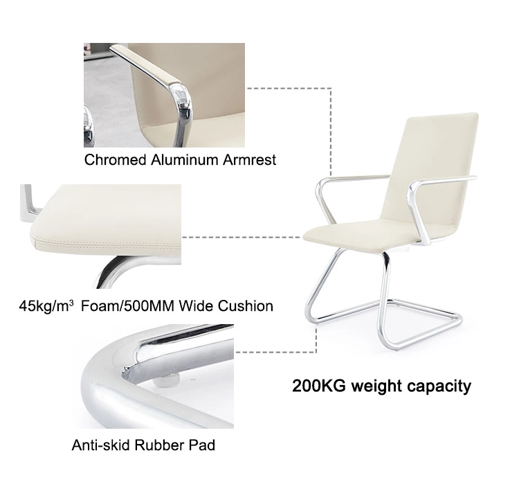 Chromed Metal frame pu leather client chairs guest visiting office chair foshan