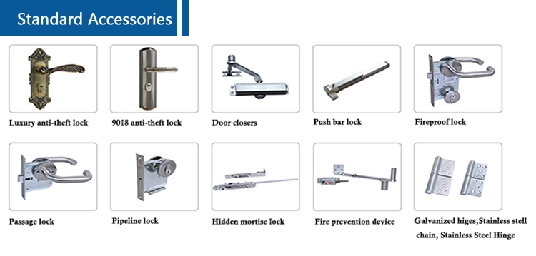 UL fireproof exit fire rated steel door for hospital