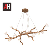 Art Decoration Magnolia Living Room Ceiling Copper Chandelier Lamp