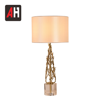 Modern luxury crystal decor fabric lampshade E27 light source table lamps 