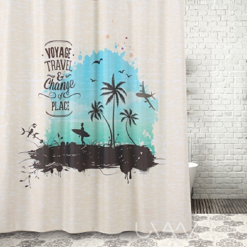 Waterproof Polyester Fabric Summer Beach Digital Print 3D Shower curtain wholesale 