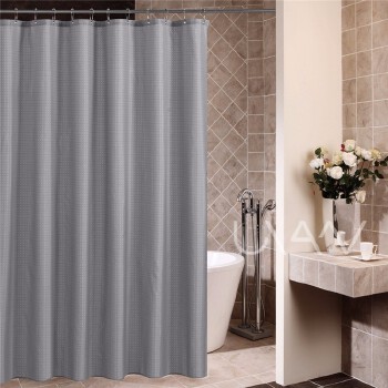 Gray Grid Waterproof Shower Curtain 