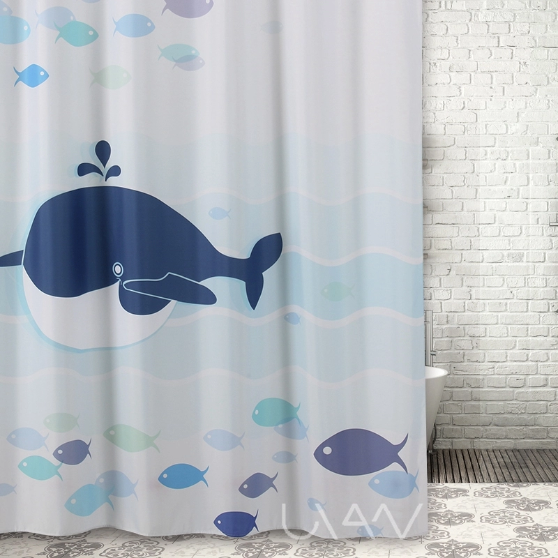 Whale Digital Printing Polyester 3D Blackout Home Goods Custom Printed Shower Curtains